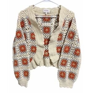 Driftwood Granny Square Crochet‎ Cardigan Sweater Women's Size Small